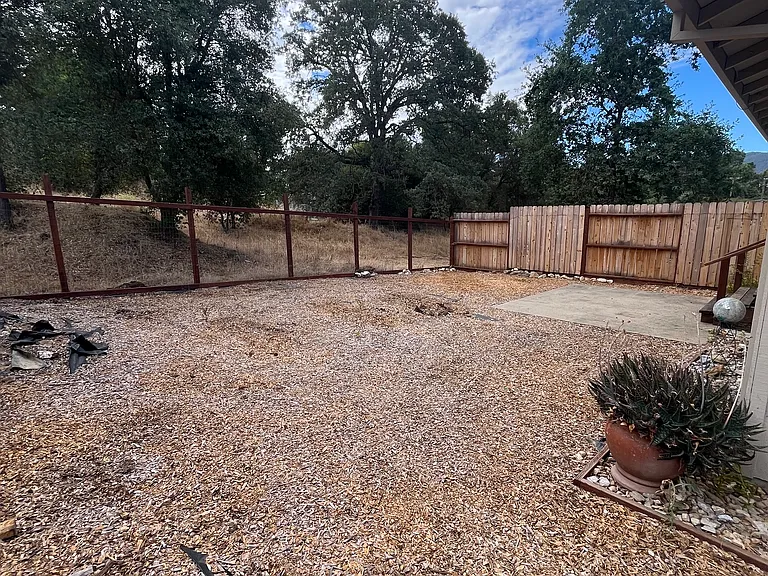 Large fenced backyard