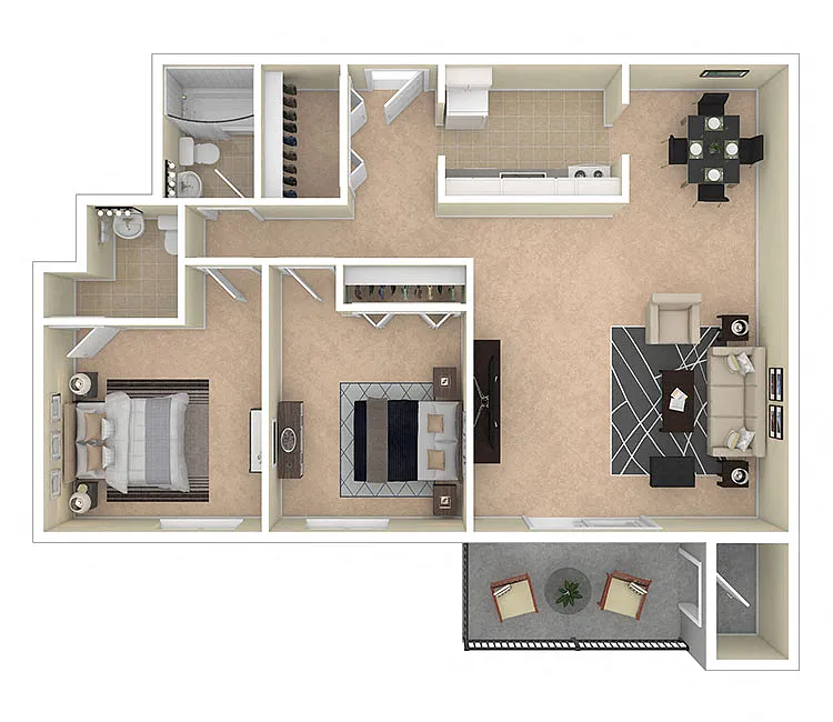 Floor plan 2 BEDROOM - 1.5 BATH