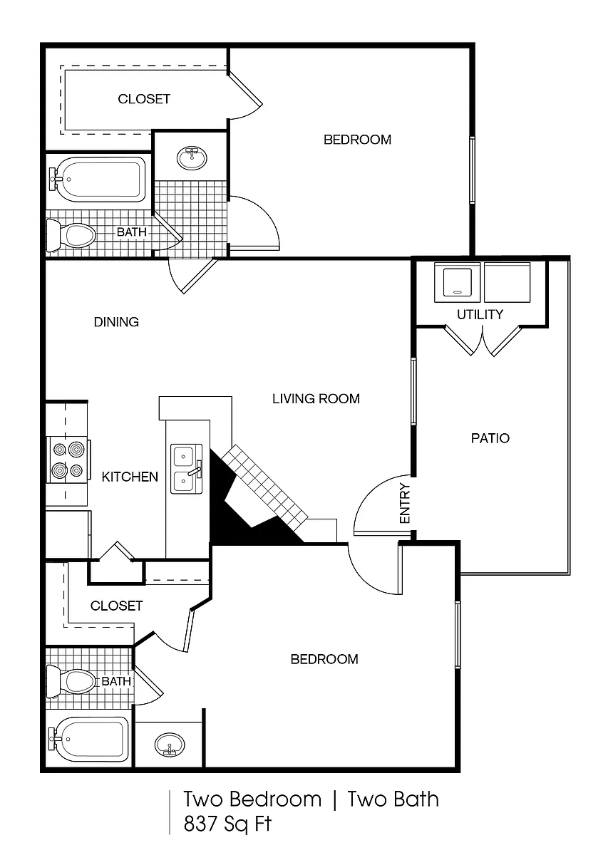 Floor plan 2 bedroom 2 bath