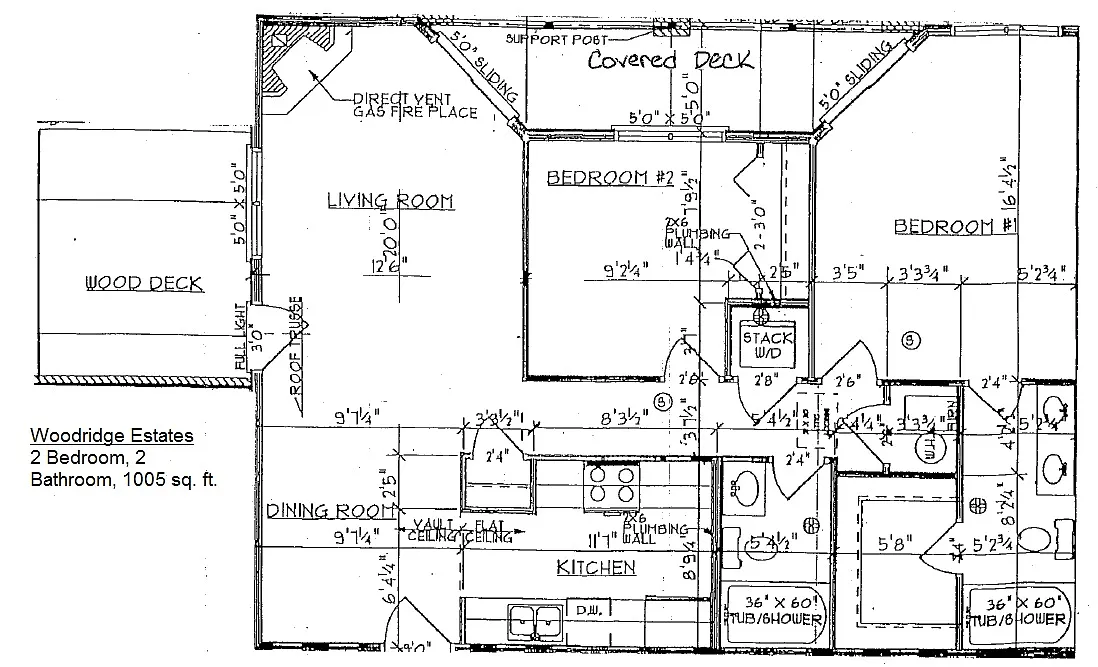 Floor plan 1005 SF 2br 2bath