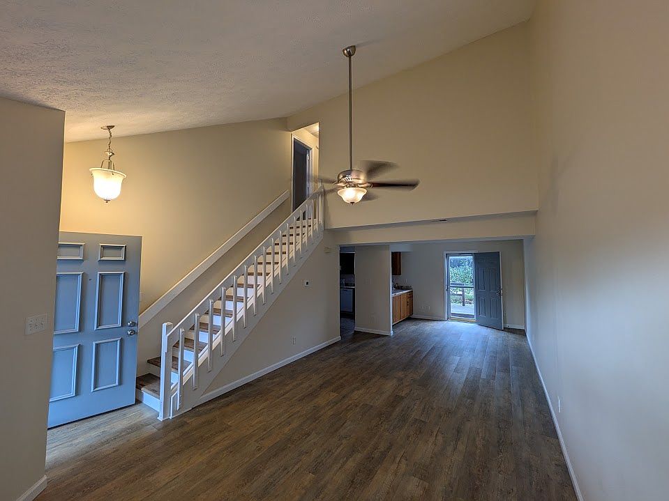 Open-concept living and dining area.