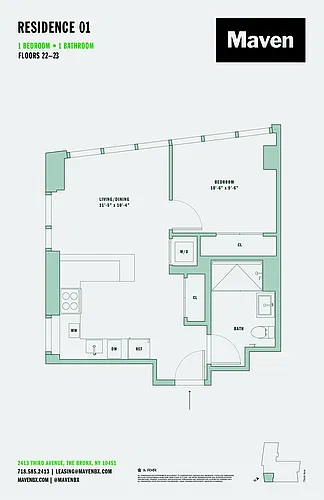 Floor plan 1 Bed/1 Bath-A2