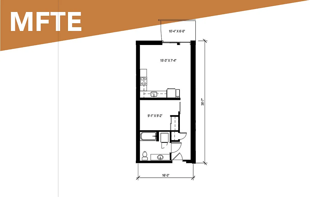Floor plan MFTE Urban 1 Bedroom - U22