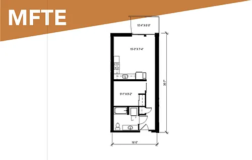 Floor plan MFTE Urban 1 Bedroom - U22