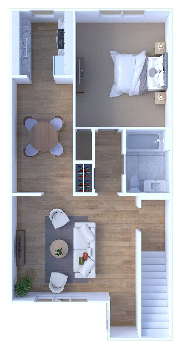 Floor plan 1 Bed 1 Bath | Upgraded