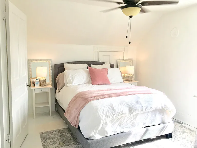 One of the bedrooms on the second floor
