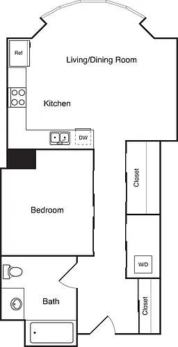 Floor plan Studio 586 Renovated