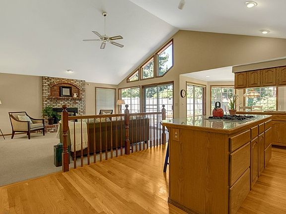Another view of the great room. Sliding doors connects to large new deck and lovely yard.