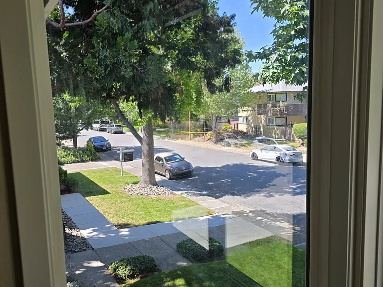 View looking out the side floor to ceiling window.