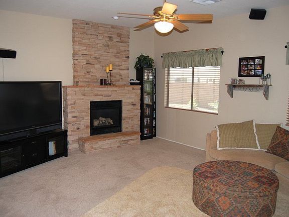 Stone fireplace in Fam Room