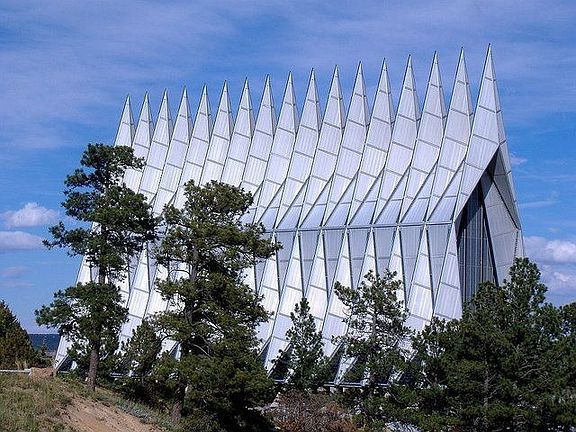 The nearby Air Force Academy chapel