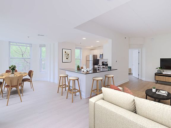 Kitchen with Living and Dining Room Spaces