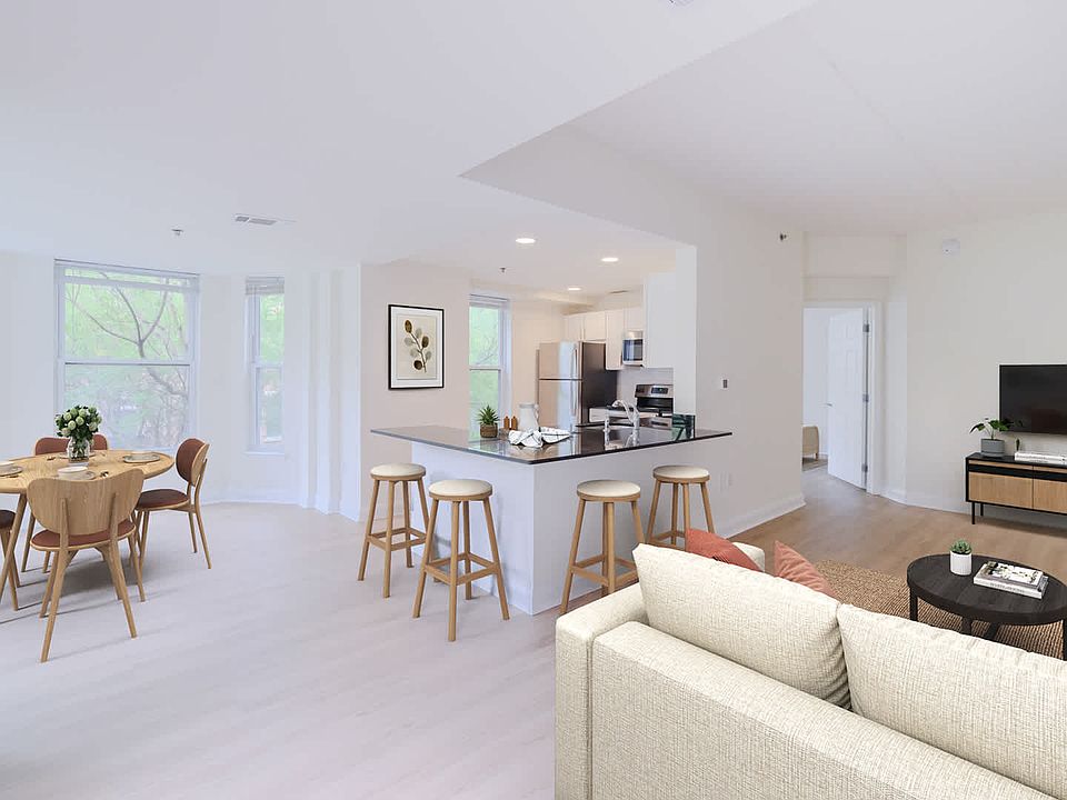 Kitchen with Living and Dining Room Spaces