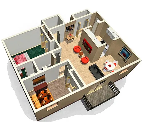 Floor plan 2 Bed | 1.5 Bath Green