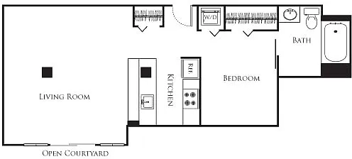 Floor plan Micro One Bed - B2 232
