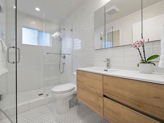 Beautifully remodeled bathroom.