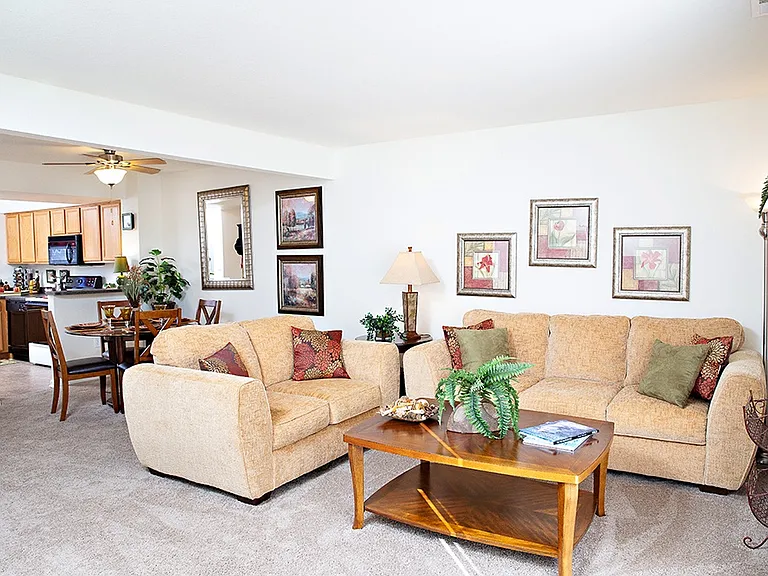 Open concept living and dining area allowing for ample space.