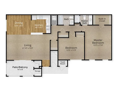 Floor plan 2 Bed x 2 Bath - Riviera II