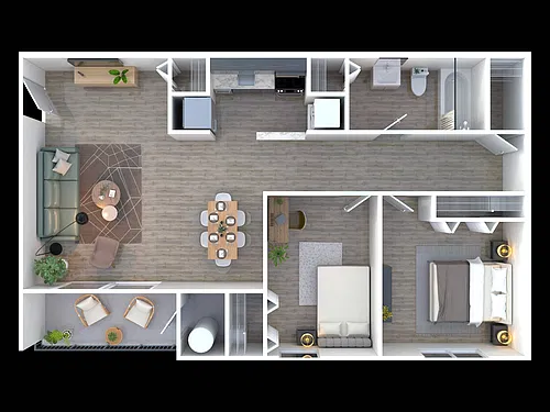 Floor plan 2BD, 1BR
