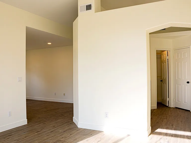 Vew from master bedroom to master bathroom, walk-in closert and bonus room to the left