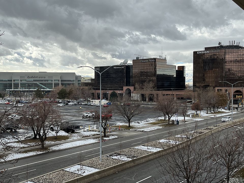 1- View of Vivint Arena and KSL Building_02272023