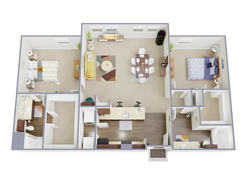 Floor plan 2 Bed, 2 Bath C (80% Income Restricted)