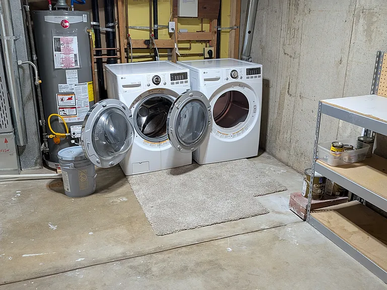 Storage area with laundry