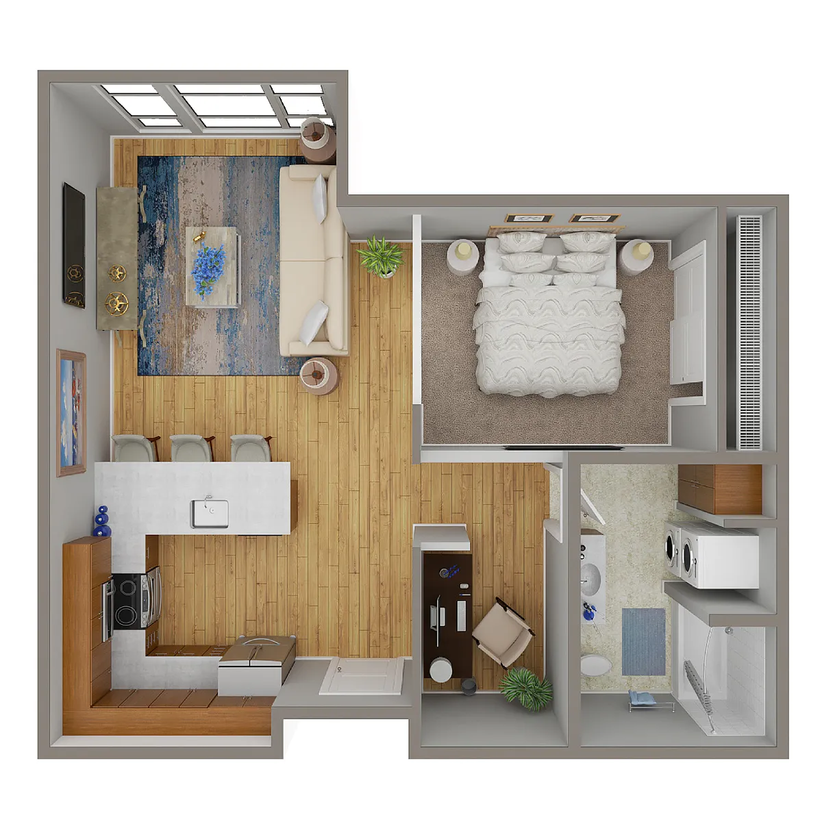 Floor plan 1 Bed/1 Bath Den Open - N