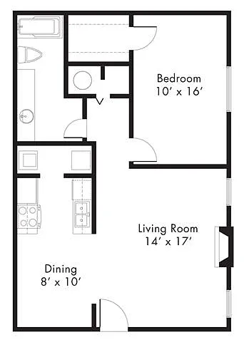 Floor plan A4 - 1 bedroom 1 bath