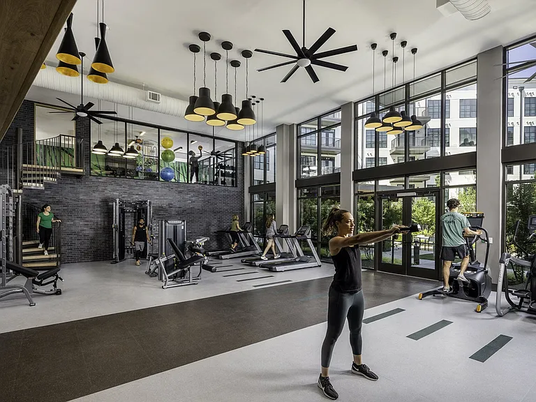 State-of-the-art fitness center offers everything you need to work out without leaving home.