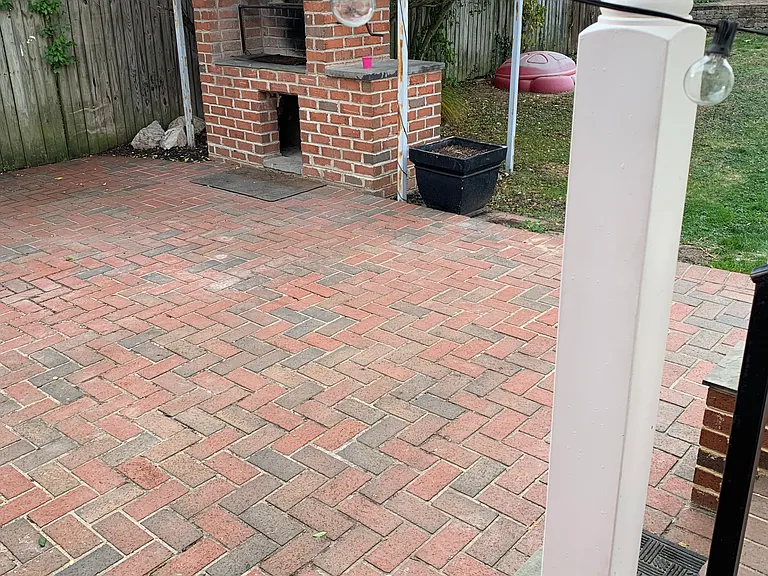 Back patio with charcoal grill