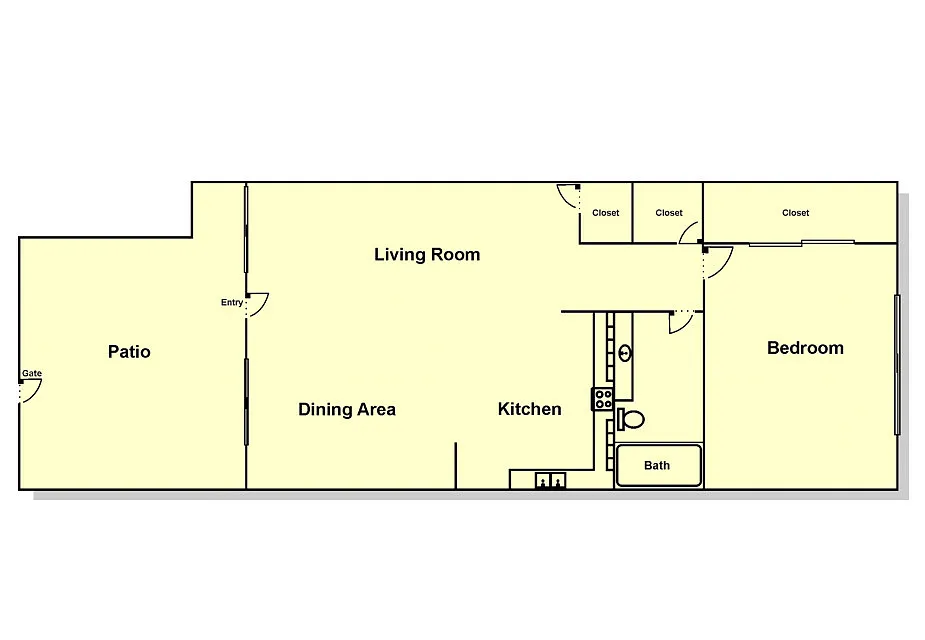 Floor plan 1 Bedroom, 1 Bath