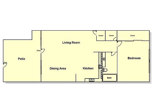 Floor plan 1 Bedroom, 1 Bath