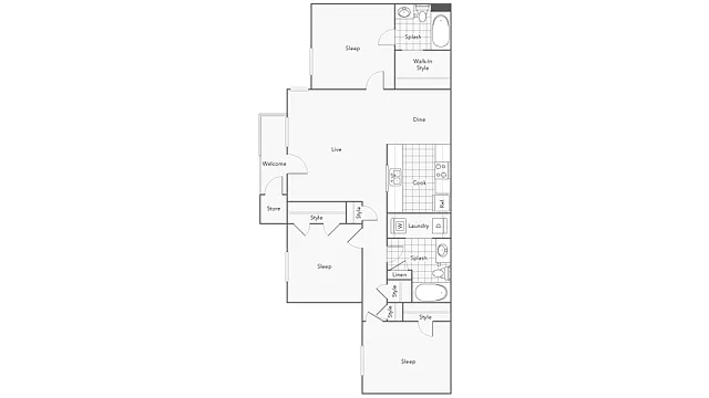 Floor plan 3 Bed 2 Bath