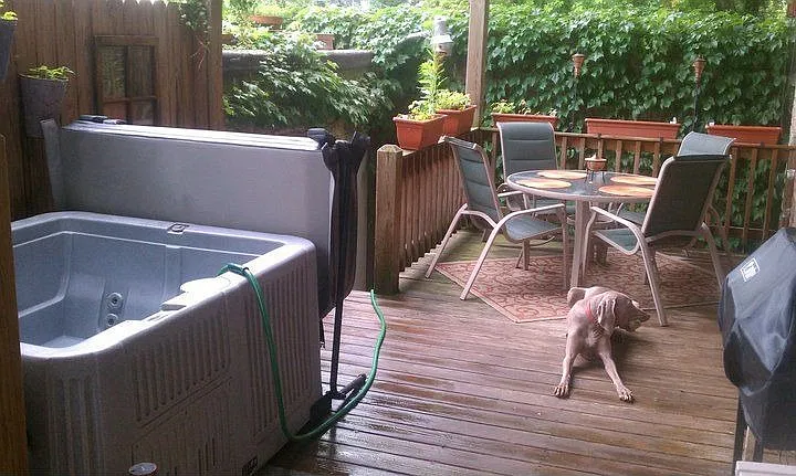 deck with hot tub