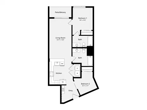 Floor plan Urban Two Bedroom D05AA