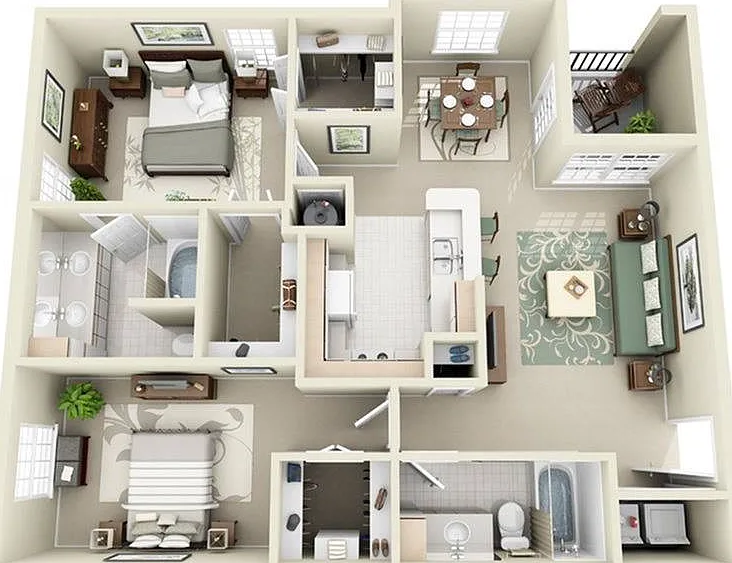 2 Bedroom | 2 Bath | 1095 SF 2 Bedroom | 2 Bath | 1095 SF