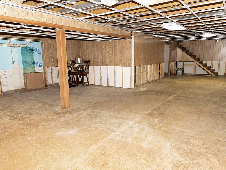 Large unfinished basement that is great for storage.