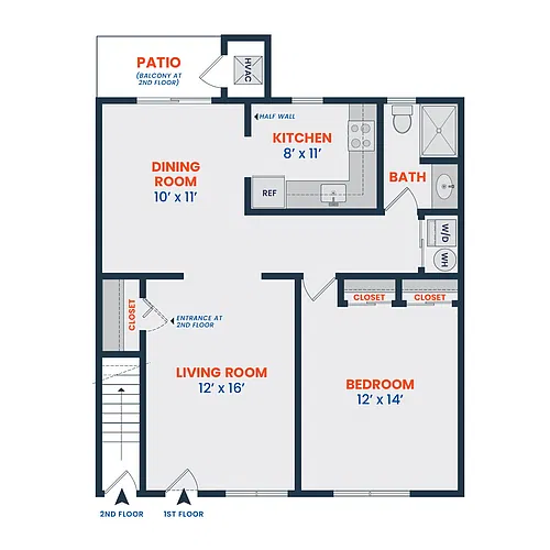 Floor plan 1 Bed | 1 Bath