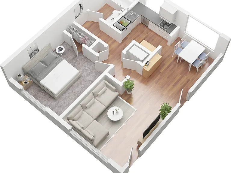 1bedroom-1bathroom-3d 1bedroom-1bathroom-3d