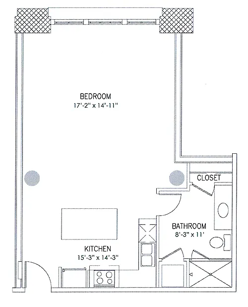 Floor plan 1 Bedroom, 1 Bathroom