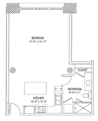 Floor plan 1 Bedroom, 1 Bathroom