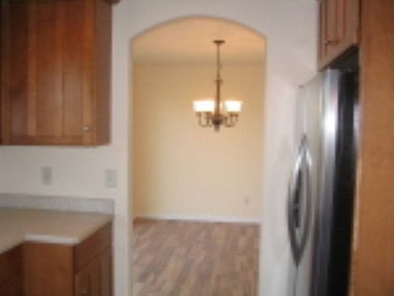 from kitchen into dining room