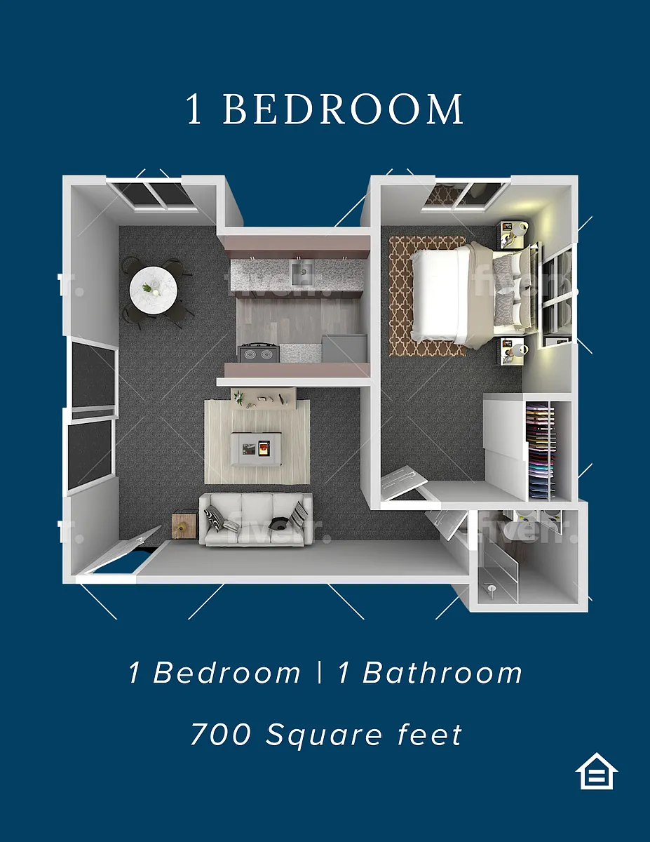 Floor plan 1 Bedroom 1 Bathroom