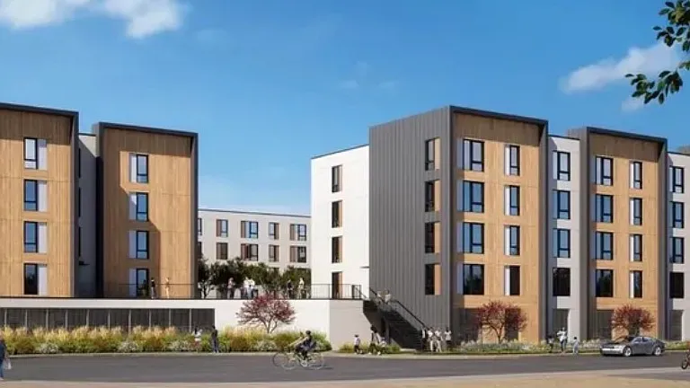 Modern five-story apartment community featuring secured first-floor parking, a spacious fitness center, secure bike and parcel rooms, state-of-the-art controlled access entry, a welcoming community room, and a beautifully designed courtyard.