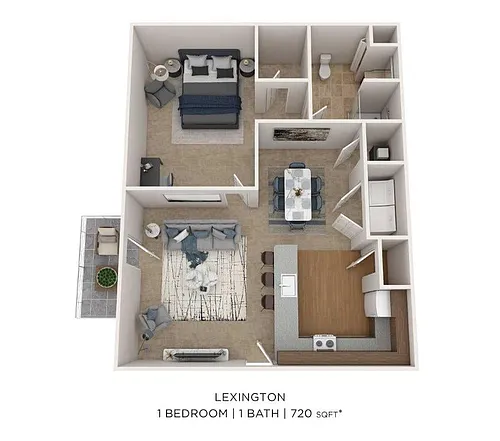 Floor plan One Bedroom -720 Sqft