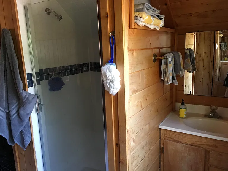 Upstairs master bedroom shower and sink