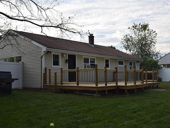 back yard with beautiful new deck
