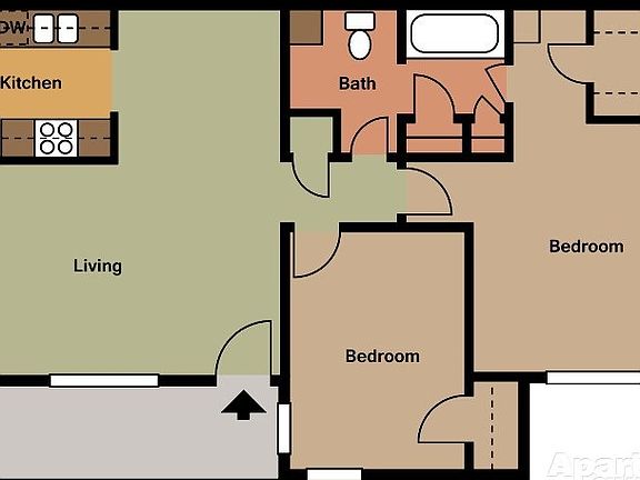 B1 Floor Plan 2 Bedrooms