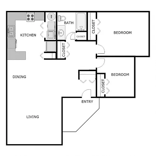 Floor plan 2 Bedroom 1 Bathroom